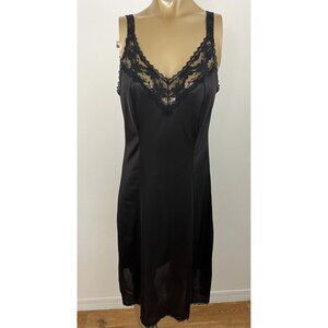 Vintage Maidenform Something Special Women's 36 Full Black Slip Fixed Strap